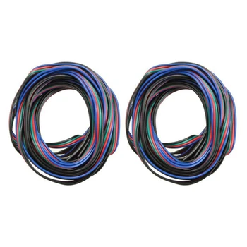 2X 4-контактный удлинитель провода Кабельный шнур для светодиодной ленты RGB 3528 5050 Разъем Цветной 5 м