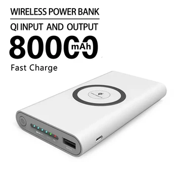 80000mAh Портативное Ультратонкое Беспроводное Зарядное Устройство Power Bank 5A Быстрая Зарядка Powerbank Для Samsung iPhone Huawei Xiaomi PoverBank