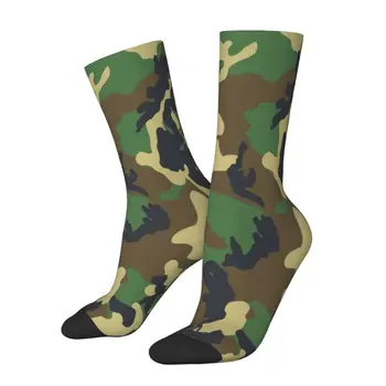 Крутые военные камуфляжные носки Woodland для мужчин и женщин, теплые армейские спортивные футбольные носки с 3D-принтом, армейский тактический камуфляж