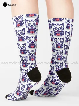 Носки с милыми животными, Панда в костюме кошки, Зимние Носки для мужчин, Персонализированные Мужские носки для взрослых, подростков и молодежи Harajuku